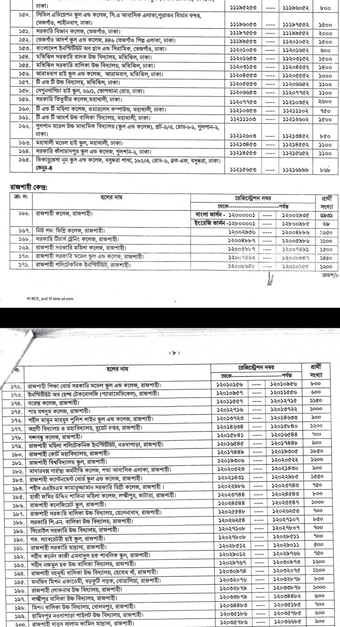 ৪০তম বিসিএস প্রিলি আসন বিন্যাস (Seat Plan) 5