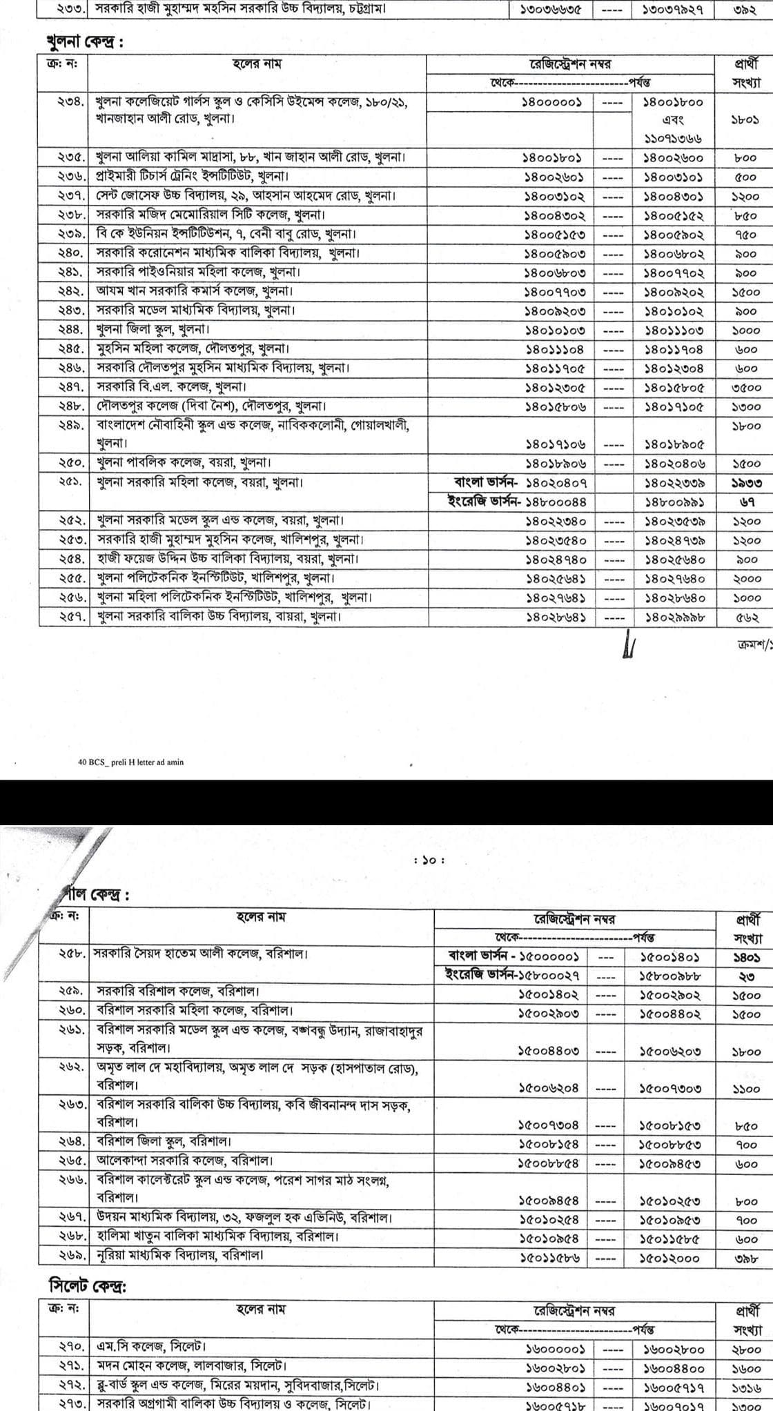 ৪০তম বিসিএস প্রিলি আসন বিন্যাস (Seat Plan) 7